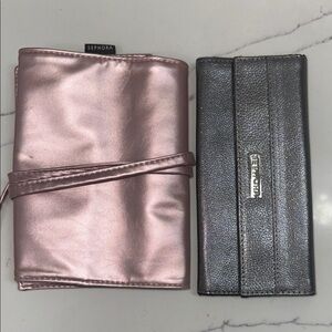 2 Sephora Brush Holders Cases: Metallic Pink and Silver Organizers